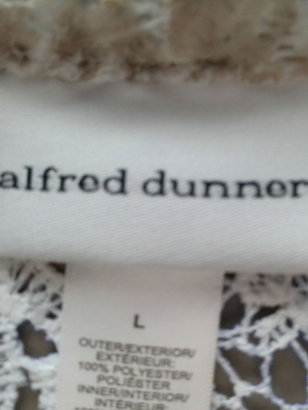 ALFRED DUNNER NWOT Long Slve Collared Open Cardigan White Lace w/Florals Tunic L - Picture 4 of 8